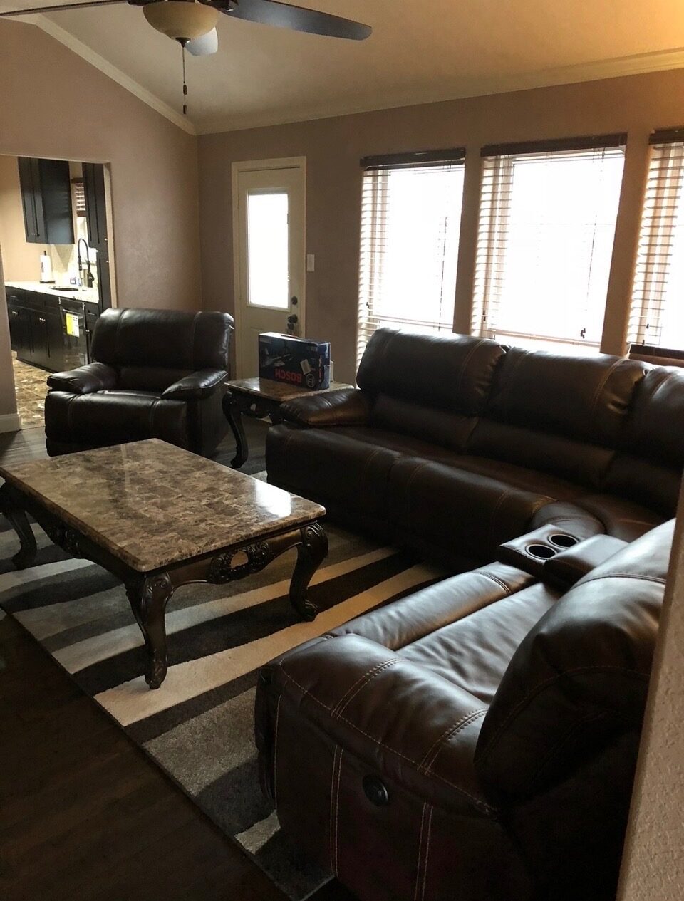 Remodeled living room with updated finishes